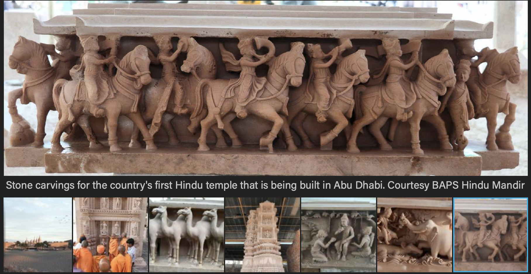 Intricate carvings for Abu Dhabi's first Hindu temple take shape in India